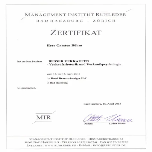 Seminar beim Management Institut Ruhleder Bild: Seminar beim Management Institut Ruhleder