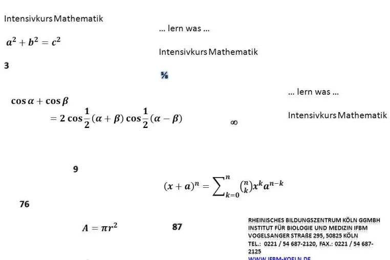 Bild: Mathematik-Intensivkurs für angehende Ingenieure, Biologen und Mediziner am IFBM Köln