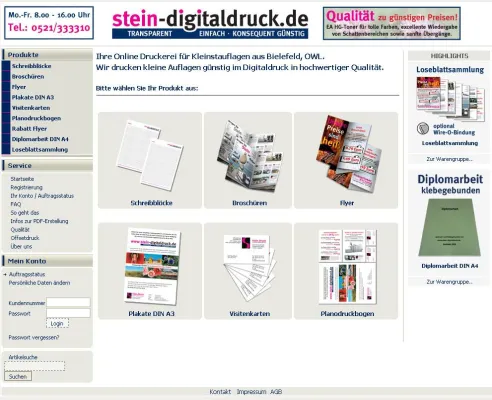 Bild: Fachzeitschrift Deutscher Drucker ehrt den neuen Online-Shop der Stein.Druck GmbH als Webseite der Woche