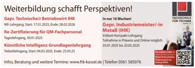 Bild: Zukunft gestalten: Weiterbildungsangebote der Fachschule für Technik Kassel e.V.