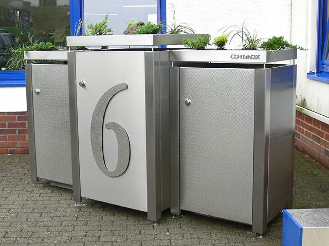 Mülltonnenverkleidung aus Edelstahl
