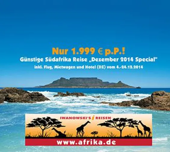 Südafrika Special bei Iwanowski’s Reisen: Neue Mietwagenreise im Dezember 2014 Bild: Südafrika Special bei Iwanowski’s Reisen: Neue Mietwagenreise im Dezember 2014