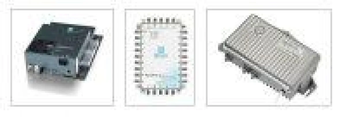 Die Bilder zeigen das Micro-Headend OM 10, den PROSWITCH Multischalter DY 0516 und den 1,2 GHz Verstärker VX20xx