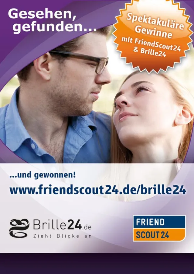 Flyer des Gewinnspiels von Brille24 und FriendScout24