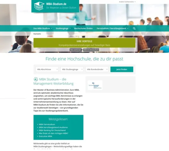 MBA-Studium.de – Ausführliches Portal in neuem Glanz Bild: MBA-Studium.de – Ausführliches Portal in neuem Glanz