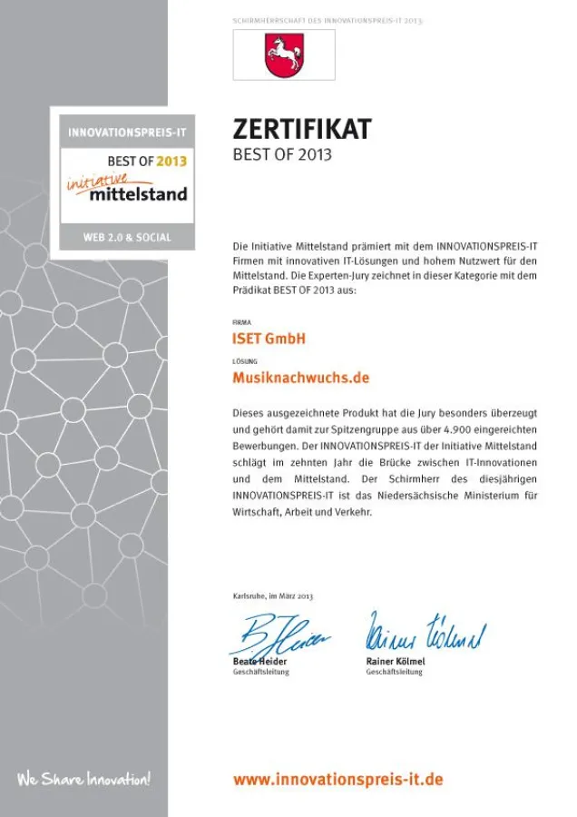 Zertifikat Musiknachwuchs.de, Best of 2013