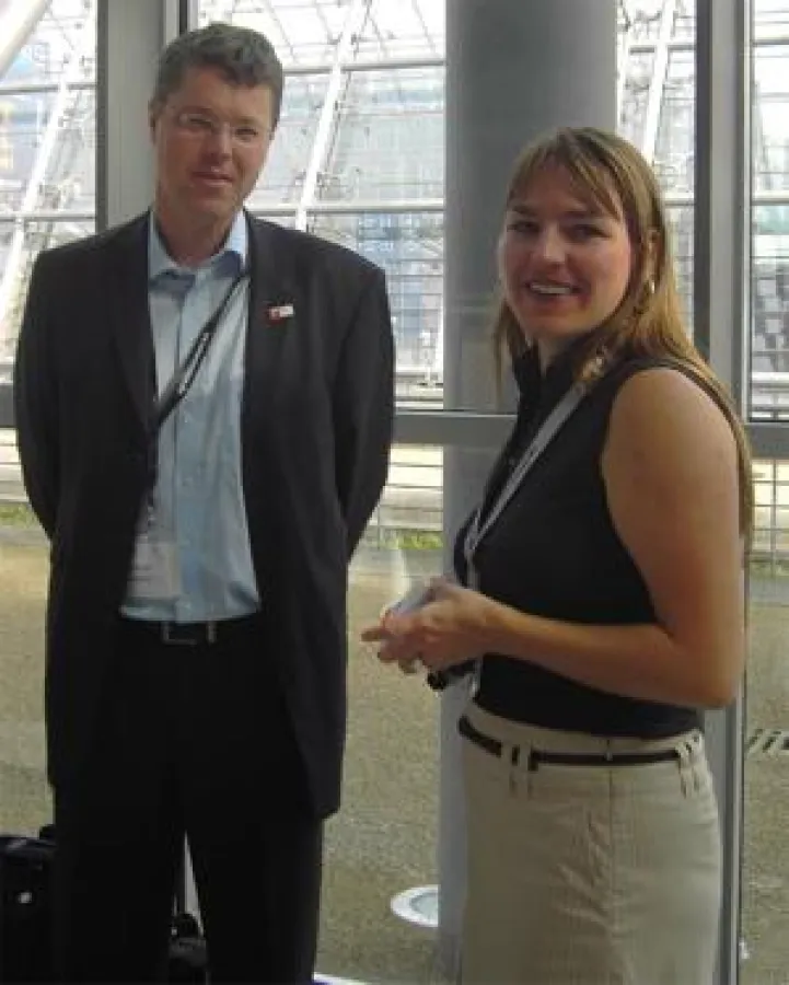 Markus Windelen (Geschäftsführer dtp entertainment AG) & Claudia Seeber (Trade Comissioner, Kanadische Botschaft)