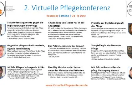 Bild: Die 2. Virtuelle Pflegekonferenz präsentiert wieder aktuelle Innovationen für die Pflege