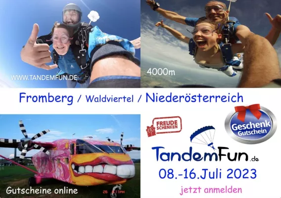 Bild: Fallschirmspringertreffen im Juli 2023 in Fromberg Niederösterreich mit Tandemfun
