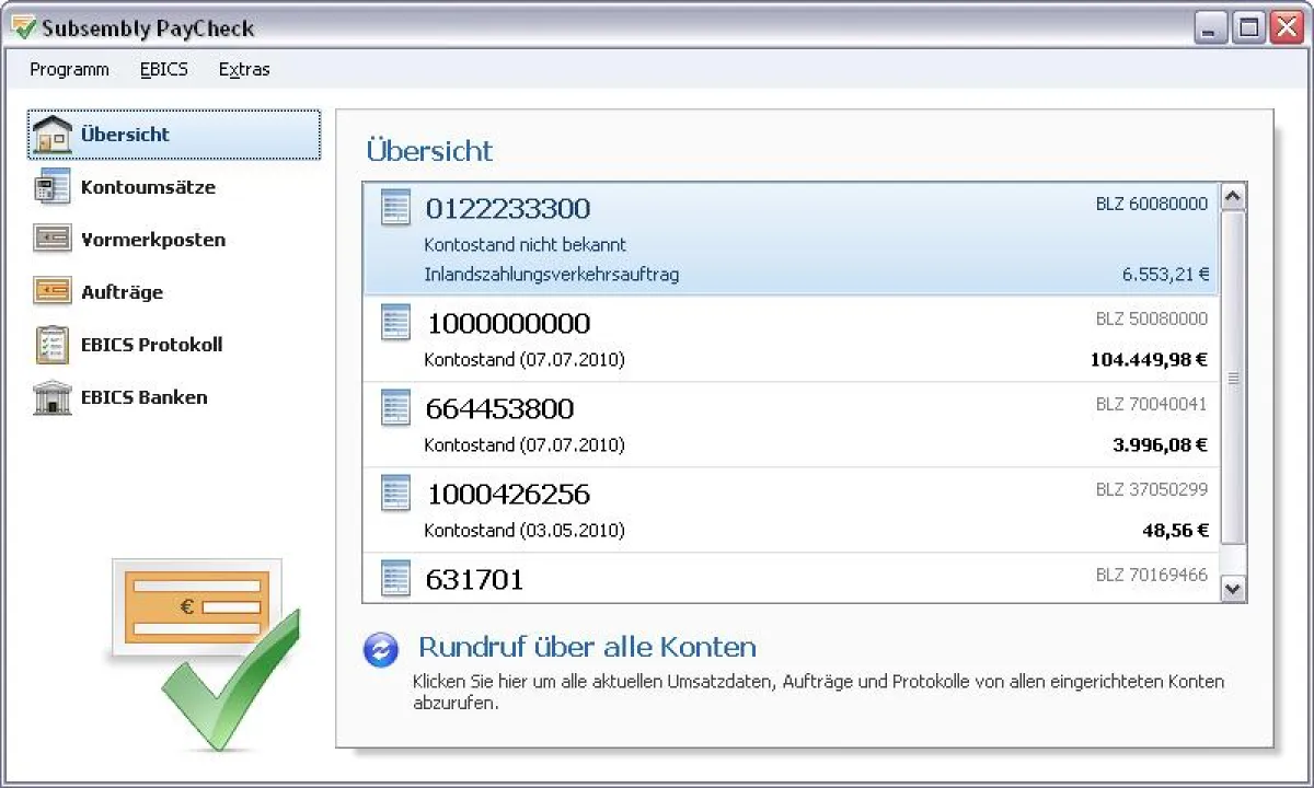 Screenshot von Subsembly PayCheck 1.0