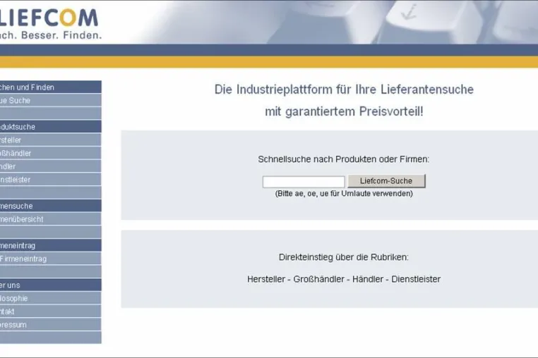 Bild: liefcom.de mit neuer Lieferantensuchmaschine gestartet
