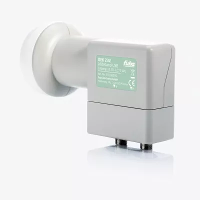 Fuba kommt mit Wideband-LNB DEK 232. Empfang von zwei Satelliten möglich. Bild: Fuba kommt mit Wideband-LNB DEK 232. Empfang von zwei Satelliten möglich.