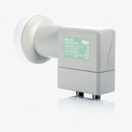 Bild: Fuba kommt mit Wideband-LNB DEK 232. Empfang von zwei Satelliten möglich.