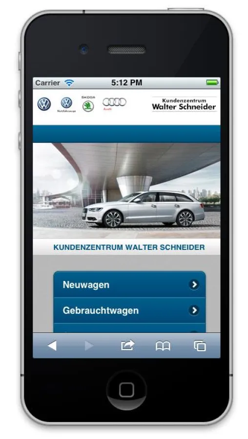 Abbildung Web-App von Autohaus Schneider in Siegen