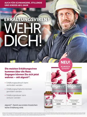 Wie die Feuerwehr gegen Erkältungsviren. Mit algovir®. Bild: Wie die Feuerwehr gegen Erkältungsviren. Mit algovir®.