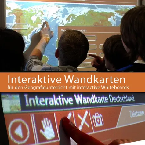 Bild: Video von der interaktiven Wandkarte von KLETT im Einsatz am interactive Whiteboard