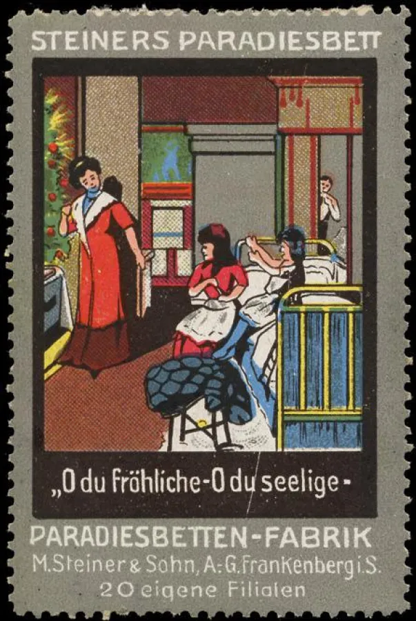 Reklamemarke für Paradies-Betten