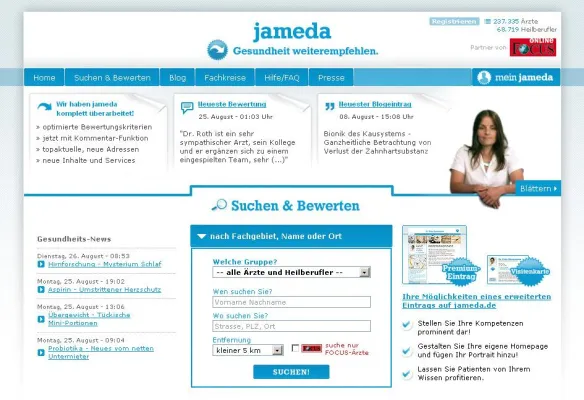 Bild: jameda integriert FOCUS-Ärztelisten und baut Datenbestand sowie die Userbewertungen massiv aus