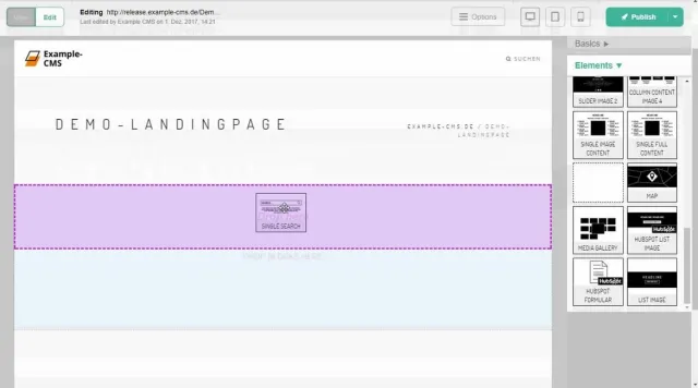 Bild: Landingpage Management mit dem eZ Platform Page Builder
