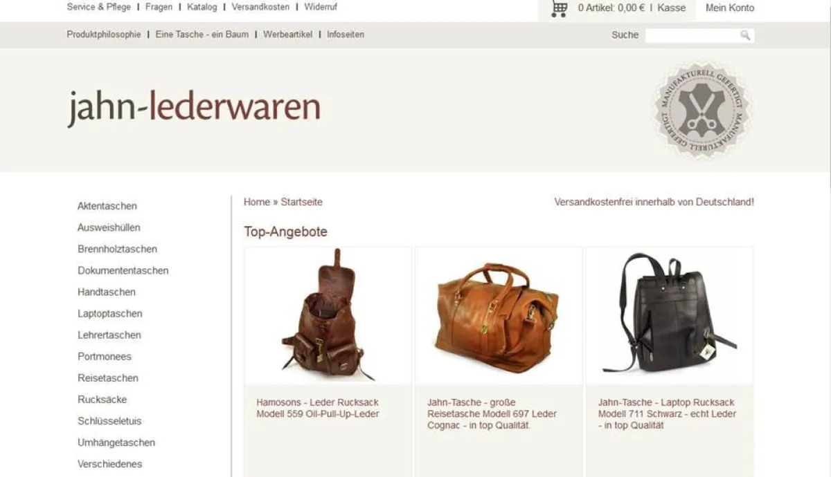 Webshop Jahn Lederwaren