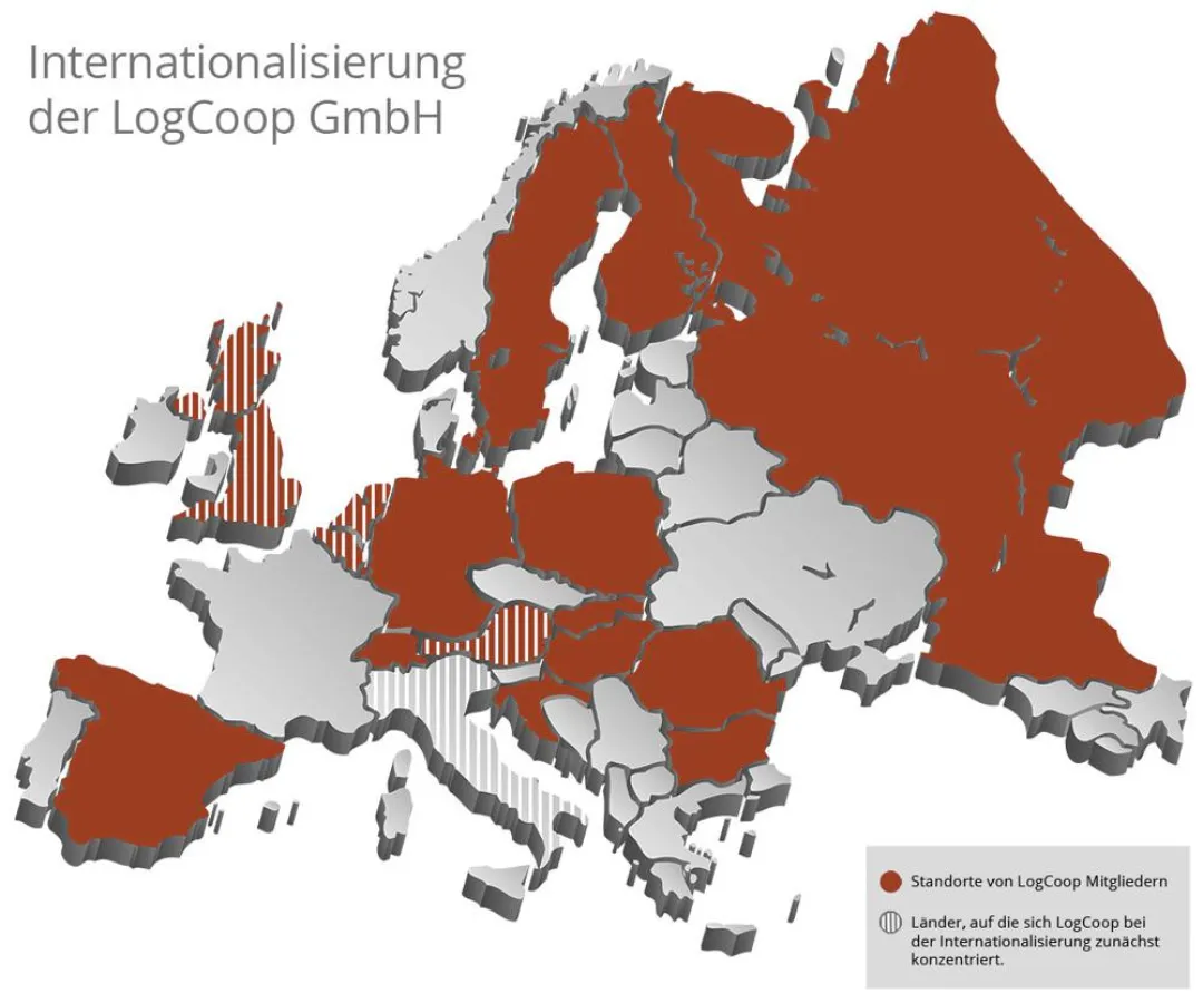 In zahlreichen europäischen Ländern sind die Mitglieder der LogCoop vertreten. (Grafik: LogCoop)