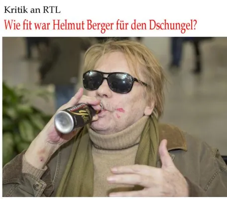 Bild: Kritik an RTL: Wie fit war Helmut Berger für den Dschungel?