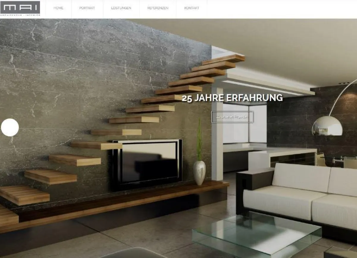 MAI Architekten_ Responsive Design, Großbildmodus, klare Struktur, minimalistisch gestaltet