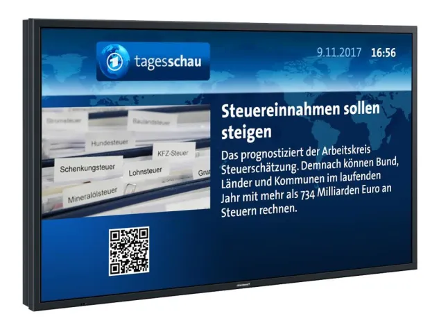 Bild: tagesschau Meldungen jetzt als Erweiterung für die FrontFace Digital Signage Software von mirabyte verfügbar