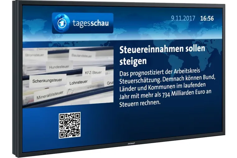 Bild: tagesschau Meldungen jetzt als Erweiterung für die FrontFace Digital Signage Software von mirabyte verfügbar