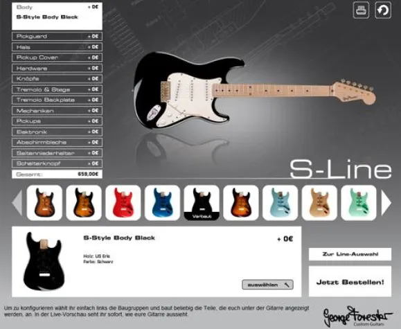 Bild: E-Gitarren Konfigurator von George Forester Guitars jetzt online