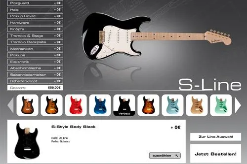 Bild: E-Gitarren Konfigurator von George Forester Guitars jetzt online