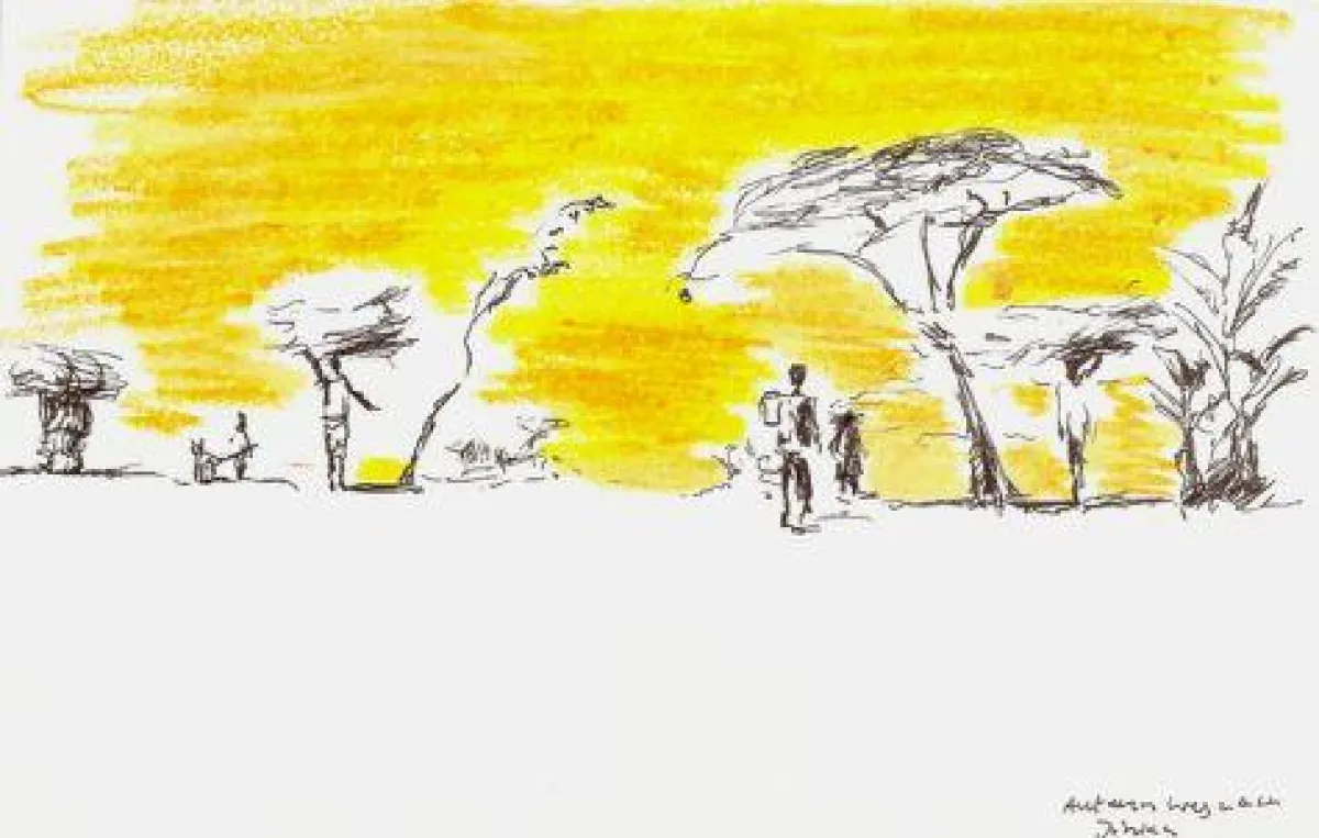 Kati Kreklau: Auf dem Weg nach Jinka,Zecihnung 2009