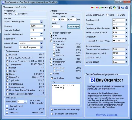 Bild: eBay-Gebührenrechner BayCalculator bereits fit für neues eBay-Gebührenmodell
