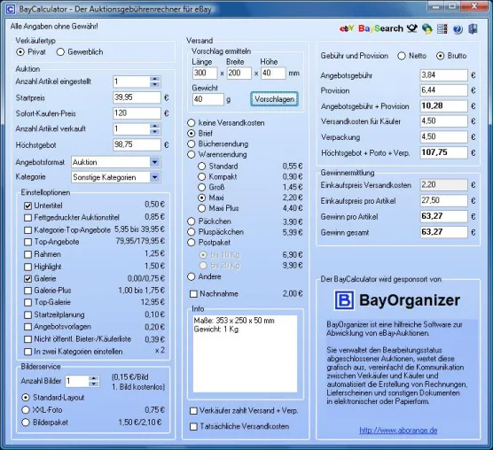 eBay-Gebührenrechner BayCalculator bereits fit für neues eBay-Gebührenmodell Bild: eBay-Gebührenrechner BayCalculator bereits fit für neues eBay-Gebührenmodell