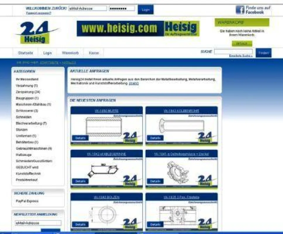 Onlineshop Heisig24 - Anfrage, Aufträge und Produkte für die Industie