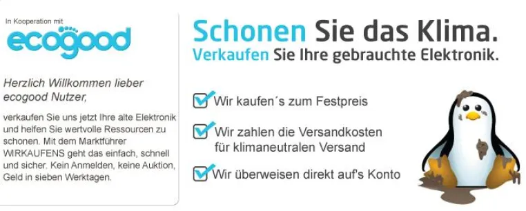 Bild: Elektronik verkaufen, Umwelt schonen – mit ecogood und WIRKAUFENS