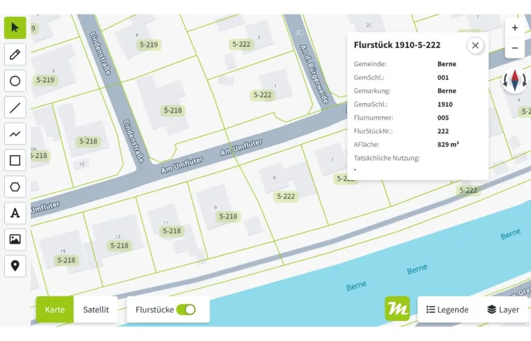 Bild: Miamapo integriert GIS-Systeme der Bundesländer zur automatischen Flurstückanzeige