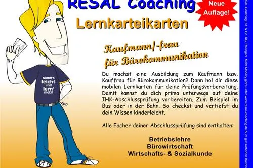 RESAL Coaching veröffentlicht die neue Auflage der Lernkarteikarten Kaufmann & Kauffrau für Bürokommunikation Bild: RESAL Coaching veröffentlicht die neue Auflage der Lernkarteikarten Kaufmann & Kauffrau für Bürokommunikation