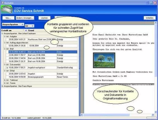 Bild: Elektronische Kundenakte – Herzstück der professionellen CRM Software easySales