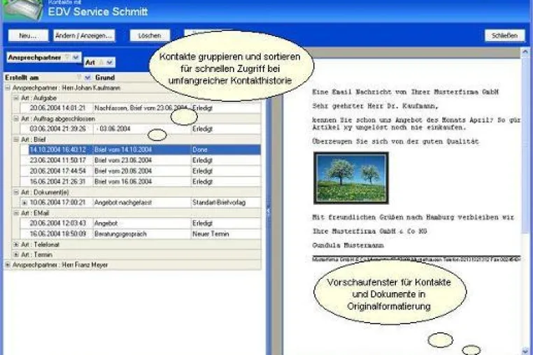 Bild: Elektronische Kundenakte – Herzstück der professionellen CRM Software easySales