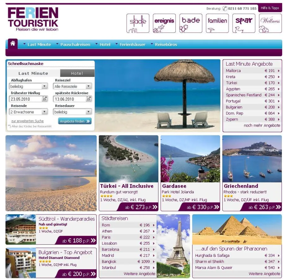 Screenshot ferien-touristik.de (Quelle: COMVEL).
