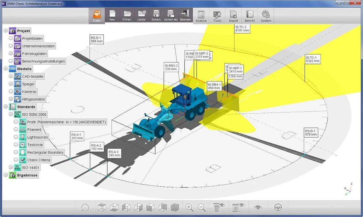 EMM-Check - Sichtfeldanalyse am virtuellen Nutzfahrzeug