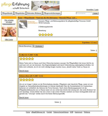 Soziales Web auch in der Pflege – Webportal bietet Plattform für Erfahrungsberichte Bild: Soziales Web auch in der Pflege – Webportal bietet Plattform für Erfahrungsberichte