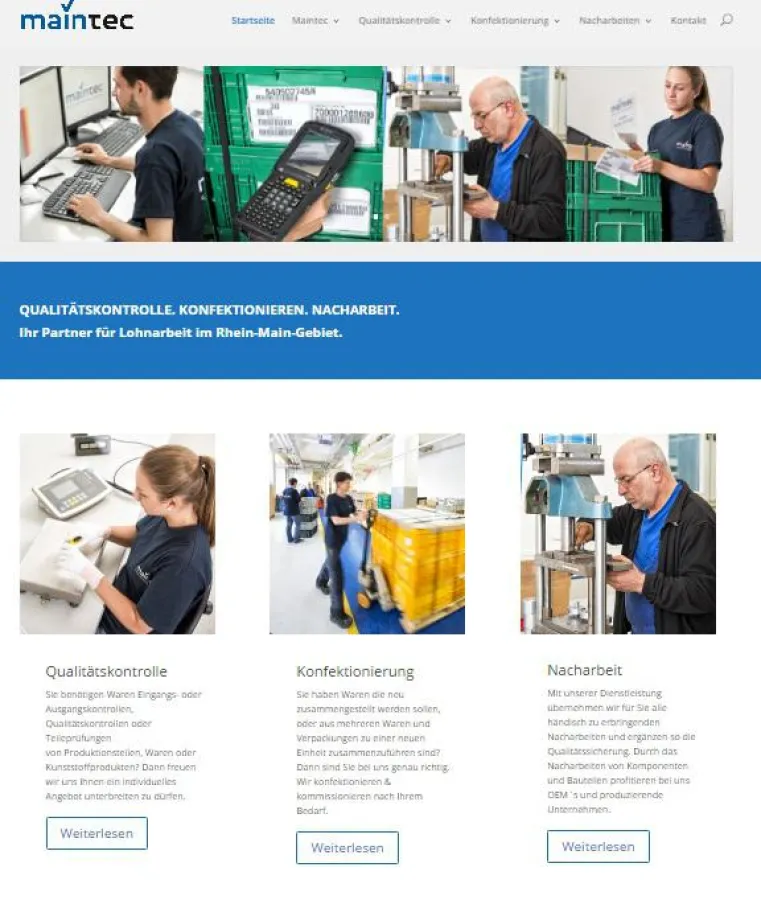 Neue Webseite der Firma Maintec
