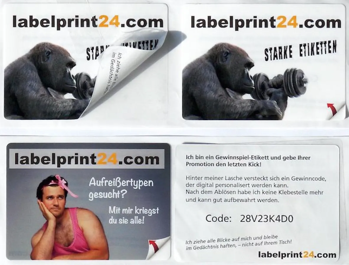 Digital gedrucktes Sandwichetikett für Promotions und Gewinnspiele.