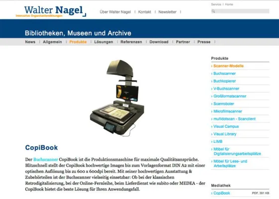 Bild: Leistungsstarke Buchscanner von Walter Nagel für Lieferbibliotheken im hbz-Verbund