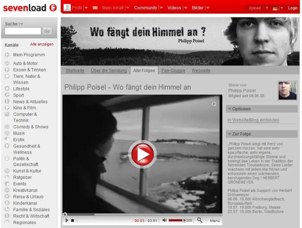 sevenload zeigt Philipp Poisel mit