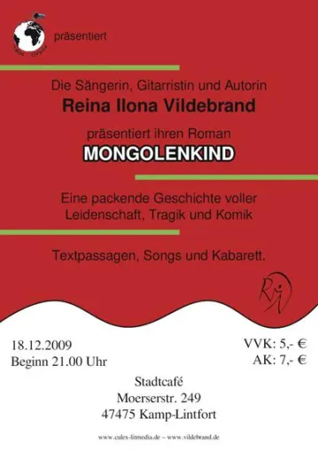 Bild: Reina Ilona Vildebrand - Leseperformance »Mongolenkind« am 18.12.09 in Kamp-Lintfort