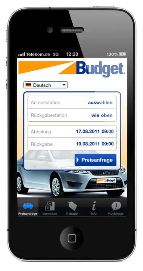 Abbildung der iPhone App auf dem iPhone