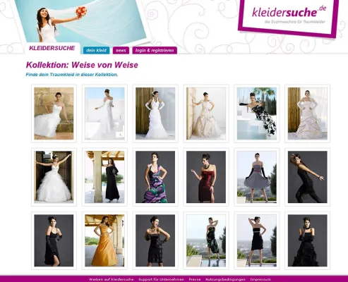 Bild: Die neue Kleid-Suchmaschine kleidersuche.de stellt die aktuellen Braut- und Abendkollektionen von Weise vor